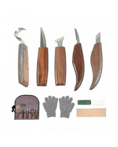 10pcs Acier au carbone Outils de sculpture sur bois Ensemble d’outils de sculpture en bois avec couteau à crochet [...]