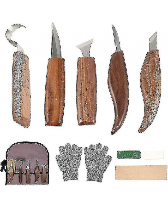 10pcs Acier au carbone Outils de sculpture sur bois Ensemble d’outils de sculpture en bois avec couteau à crochet [...]