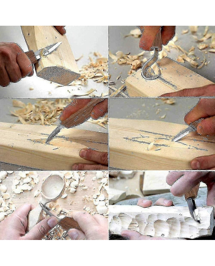 10pcs Acier au carbone Outils de sculpture sur bois Ensemble d’outils de sculpture en bois avec couteau à crochet [...]