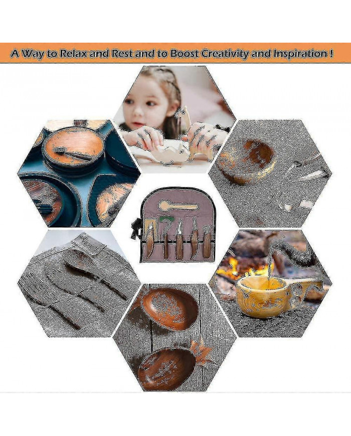 10pcs Acier au carbone Outils de sculpture sur bois Ensemble d’outils de sculpture en bois avec couteau à crochet [...]