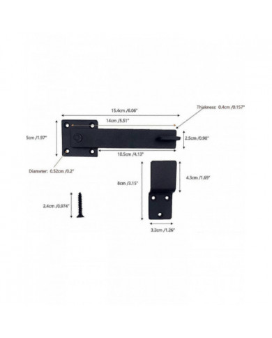 1 Pcs Heavy Duty 5.5 « Verrou de porte en fer forgé, Serrure à loquet à bascule en métal massif pour porte de [...]