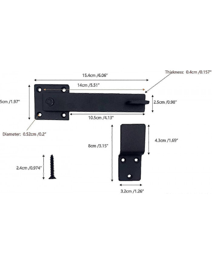 1 Pcs Heavy Duty 5.5 « Verrou de porte en fer forgé, Serrure à loquet à bascule en métal massif pour porte de [...]