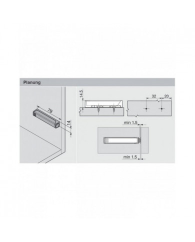 Blum 956A1004 Ensemble de basculement magnétique Push To Open et plaque de montage (grandes portes)