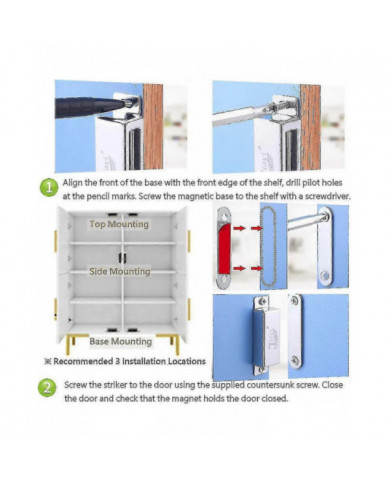 28kg magnétique fort magnétique porte de placard aimant 2 pièces en acier inoxydable magnétique poignées de porte [...]
