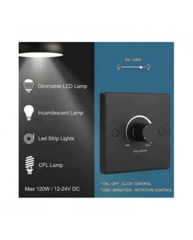 RV Light Dimmer Interrupteur Panneau de commande 12-24V 5A Universal PWM Dimmer Gradateur basse tension