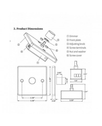 RV Light Dimmer Interrupteur Panneau de commande 12-24V 5A Universal PWM Dimmer Gradateur basse tension