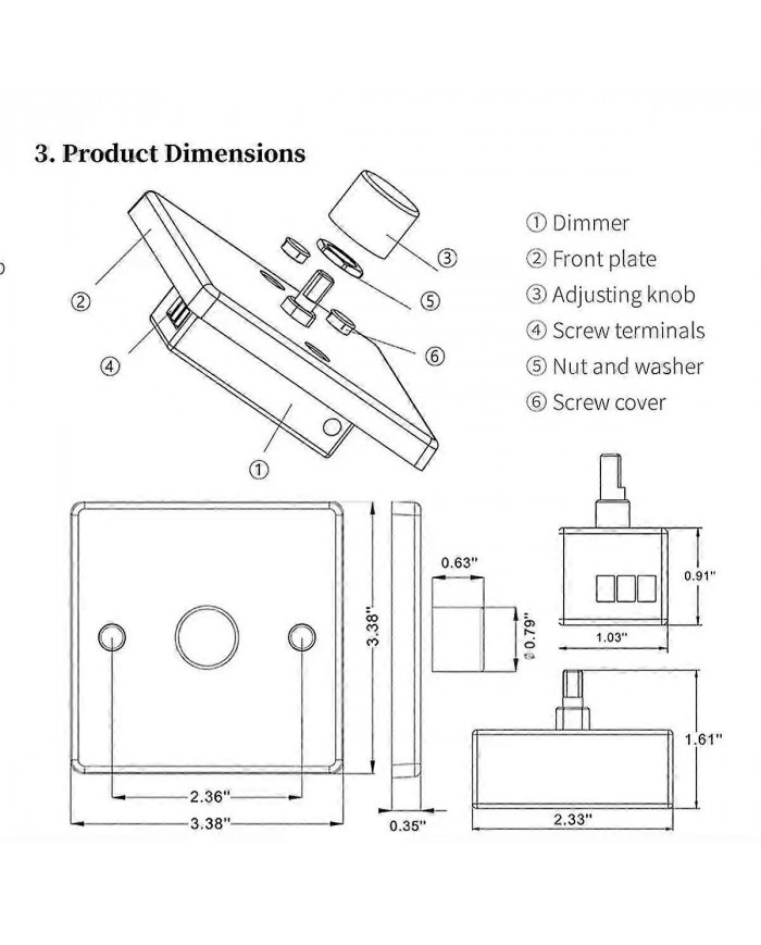 RV Light Dimmer Interrupteur Panneau de commande 12-24V 5A Universal PWM Dimmer Gradateur basse tension