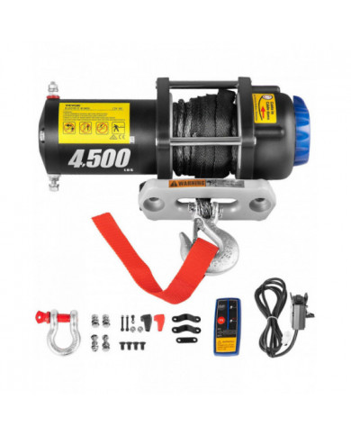 Treuil électrique 4500LB 12V Corde Synthétique Sans Fil Romote 4x4 Récupération ATV