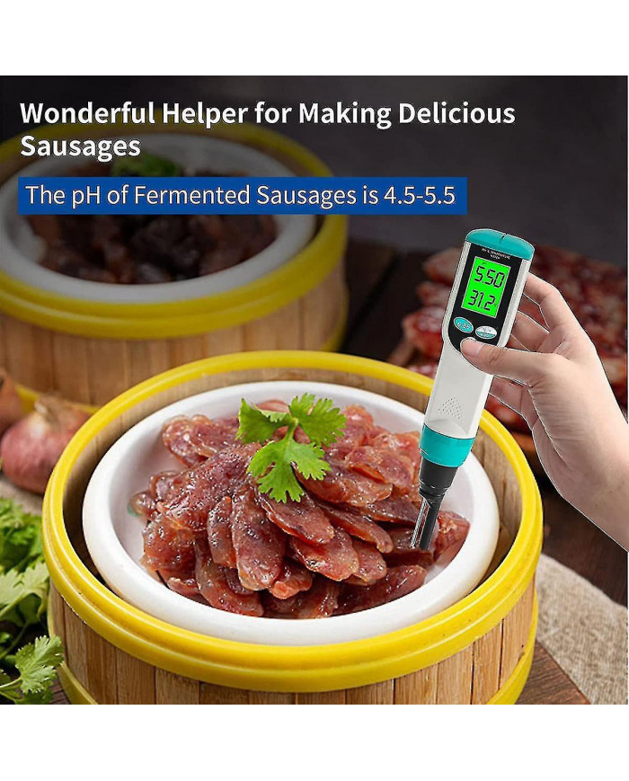 Ph mètre avec testeur de ph alimentaire atc, ph mètre numérique étanche avec haute précision ph / temperatur