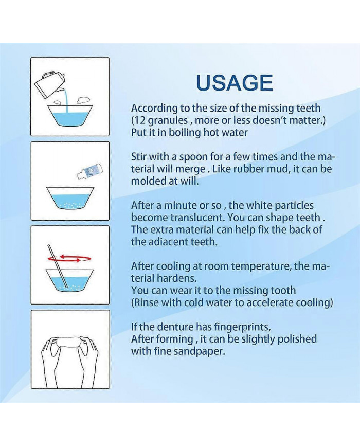 Kit de réparation dentaire temporaire Obturation dentaire Obturations perdues Capuchons de réparation Dents/