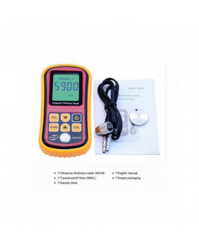 Jauge d’épaisseur ultrasonique GM100 1.2-225mm (acier) testeur numérique de compteur d’épaisseur ultrasonique LCD Gau