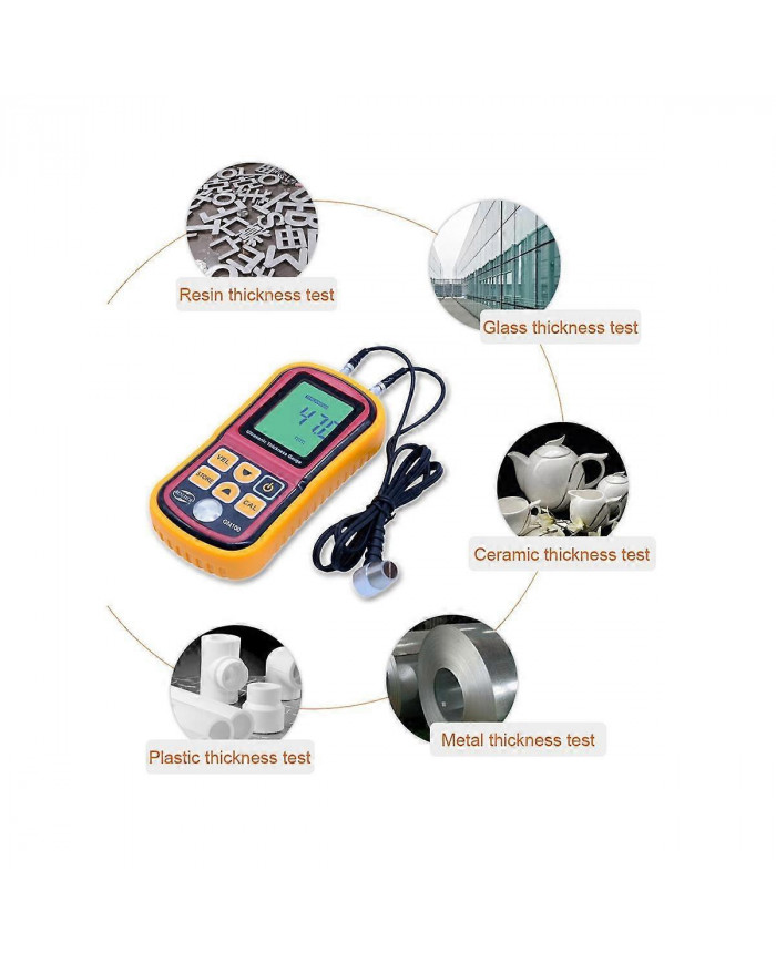 Jauge d’épaisseur ultrasonique GM100 1.2-225mm (acier) testeur numérique de compteur d’épaisseur ultrasonique LCD Gau