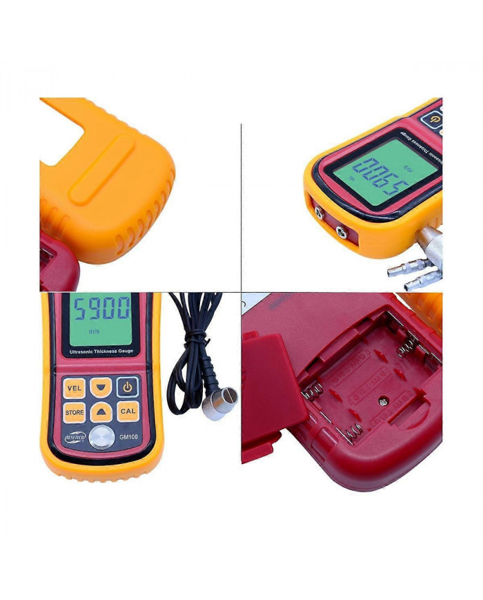 Jauge d’épaisseur ultrasonique GM100 1.2-225mm (acier) testeur numérique de compteur d’épaisseur ultrasonique LCD Gau