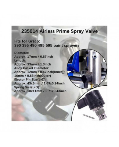 235014 Airless Prime Spray Valve Remplacement de la vanne de vidange pour Graco 390 395 490 495 595