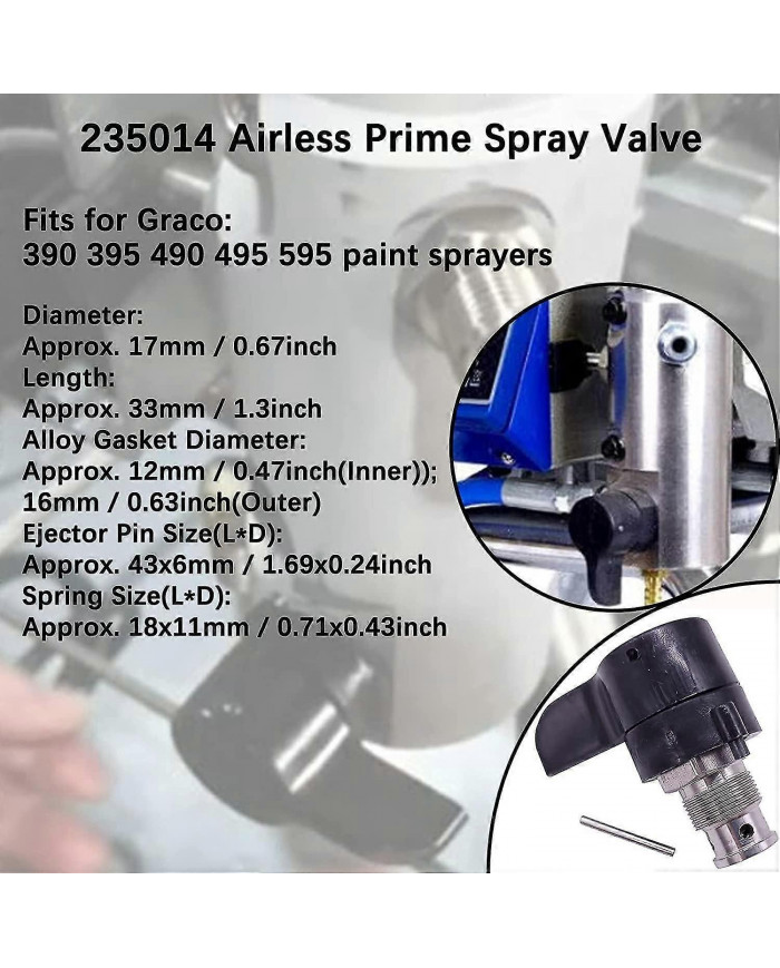 235014 Airless Prime Spray Valve Remplacement de la vanne de vidange pour Graco 390 395 490 495 595