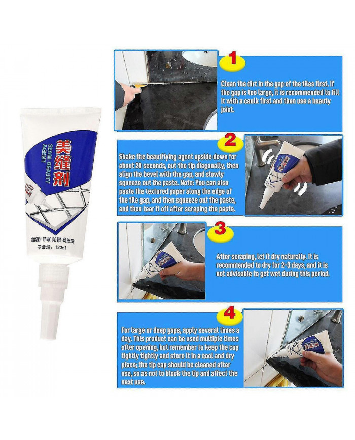 Remplisseur de coulis imperméable pour la réparation de carreaux, scellant pour joints de carrelage anti- [...]