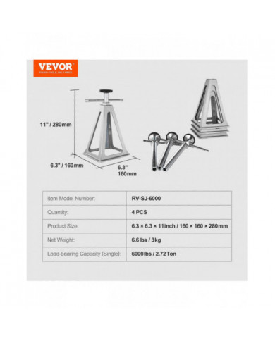 Vérins stabilisateurs pour VR, paquet de 4 vérins de mise à niveau en aluminium pour VR, 6000 lb, réglables de 11 [...]