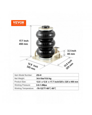 Cric pneumatique, 3 tonnes/6600 lbs Triple sac Cric pneumatique, cric airbag avec six tuyaux en acier avec [...]