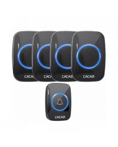 Cacazi Sonnette sans fil étanche 300m Remote Eu Plug Smart Door Bell Chime Batterie