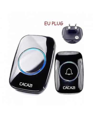 Cacazi Sonnette sans fil étanche 300m Remote Eu Plug Smart Door Bell Chime Batterie