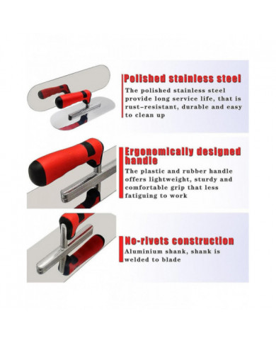 Truelle en acier inoxydable Coupe-bordure en béton et ensemble d’outils Stuc Kit de finition de ciment Outil à [...]