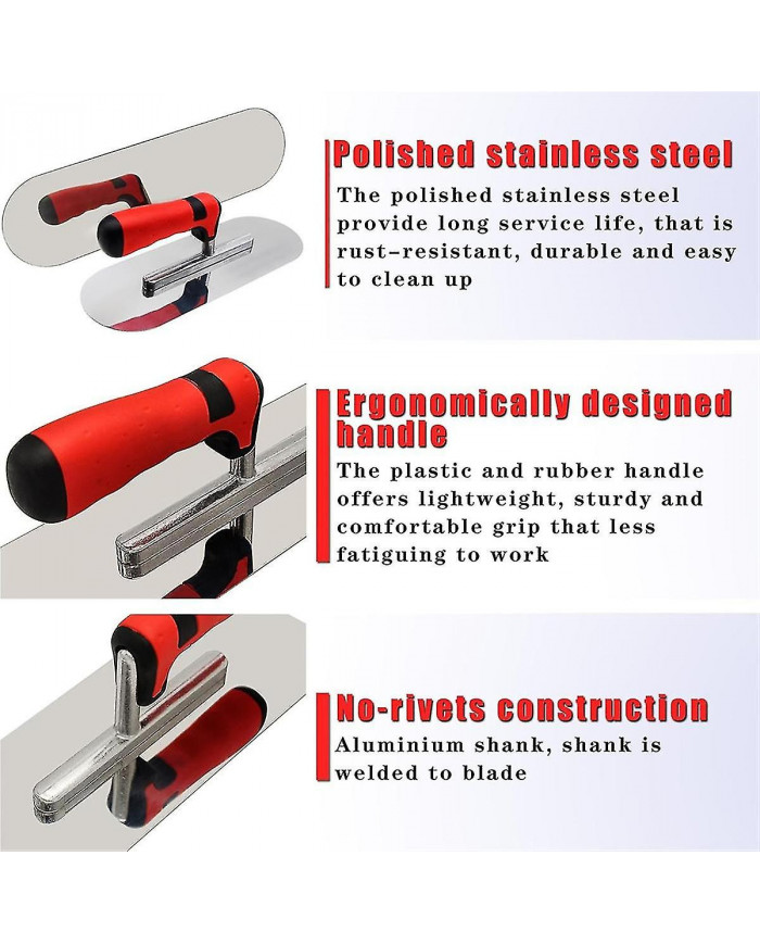 Truelle en acier inoxydable Coupe-bordure en béton et ensemble d’outils Stuc Kit de finition de ciment Outil à [...]