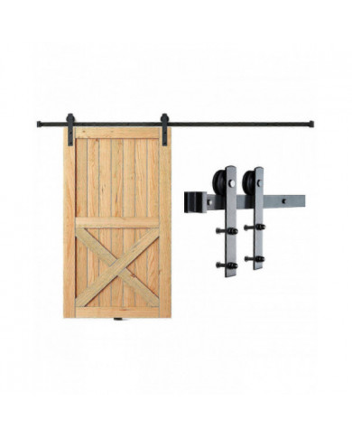 Kit de quincaillerie de porte de grange coulissante de 8 pieds, 330 lb, pour porte simple, avec poulie lisse et [...]