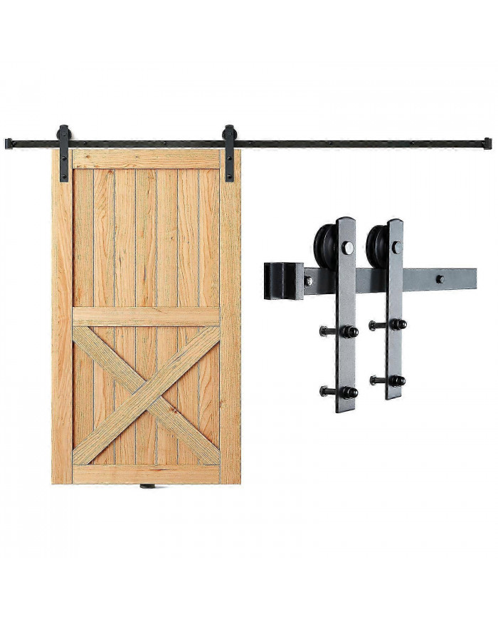 Kit de quincaillerie de porte de grange coulissante de 8 pieds, 330 lb, pour porte simple, avec poulie lisse et [...]