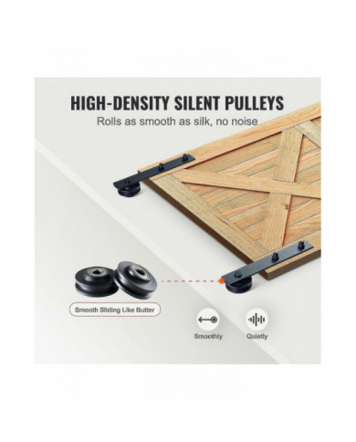 Kit de quincaillerie de porte de grange coulissante de 8 pieds, 330 lb, pour porte simple, avec poulie lisse et [...]