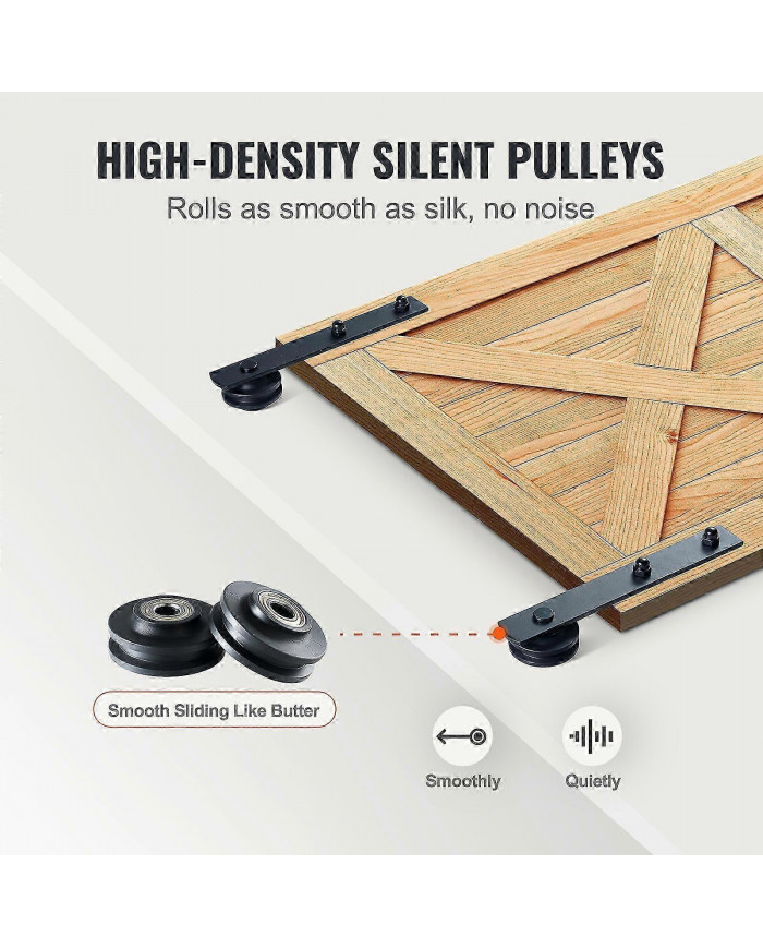 Kit de quincaillerie de porte de grange coulissante de 8 pieds, 330 lb, pour porte simple, avec poulie lisse et [...]