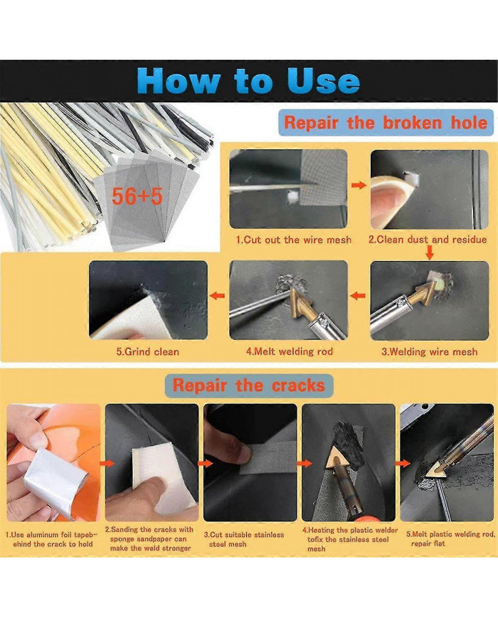 Soudeuse en plastique 3-en-1 150W, kit de soudure en plastique, kit de soudeuse en plastique pour le bricolage, [...]