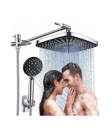 Rain Shower Head With 5 Settings High Pressure Handheld Spray, Adjustable Extension Arm, Chrome Dual Shower Head [...]