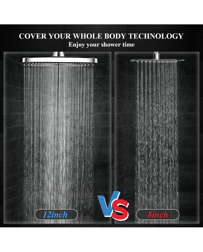 Rain Shower Head With 5 Settings High Pressure Handheld Spray, Adjustable Extension Arm, Chrome Dual Shower Head [...]