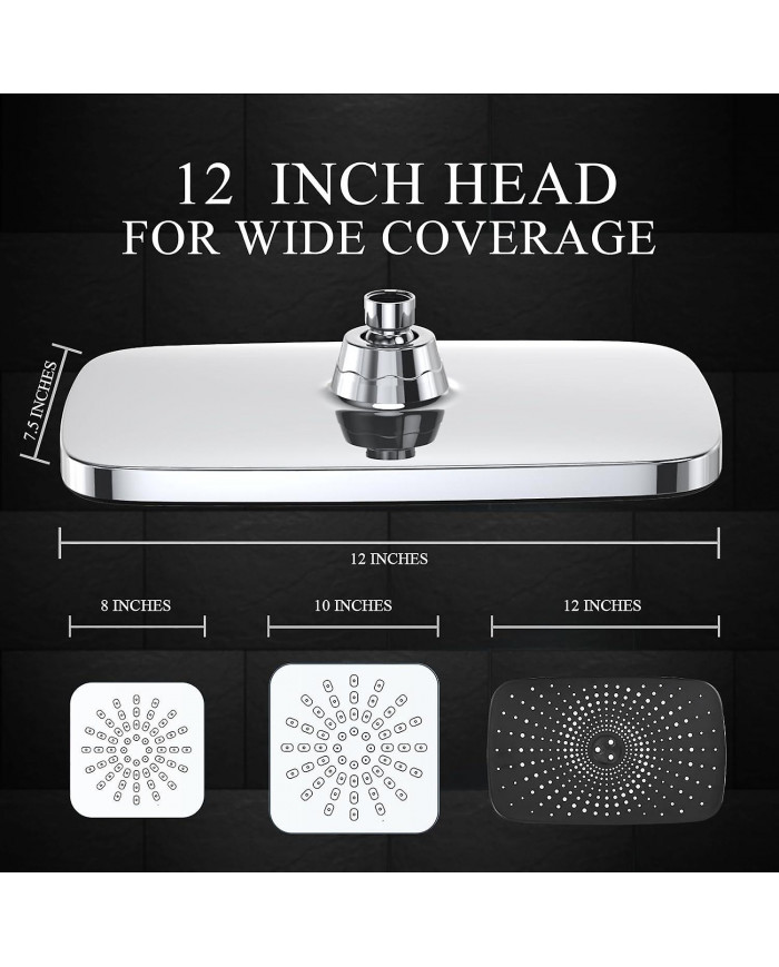 Rain Shower Head With 5 Settings High Pressure Handheld Spray, Adjustable Extension Arm, Chrome Dual Shower Head [...]