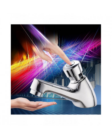 Auto Fermeture Automatique Robinet Econome d’Eau Baignoire Lavabo Froid Robinet Retard Bouton Poussoir