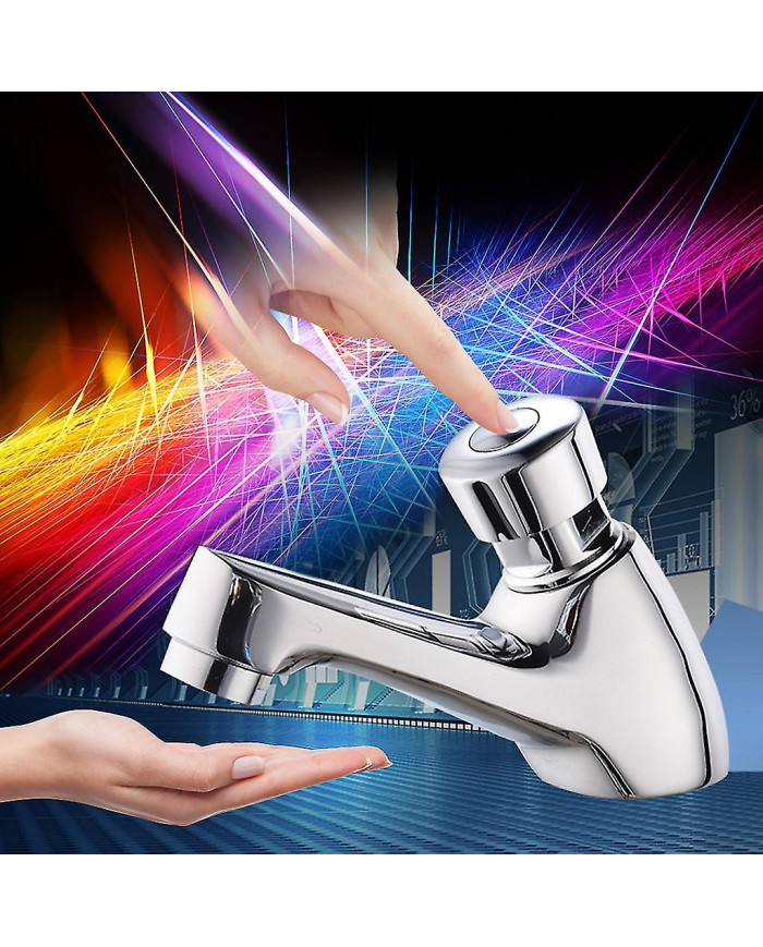 Auto Fermeture Automatique Robinet Econome d’Eau Baignoire Lavabo Froid Robinet Retard Bouton Poussoir