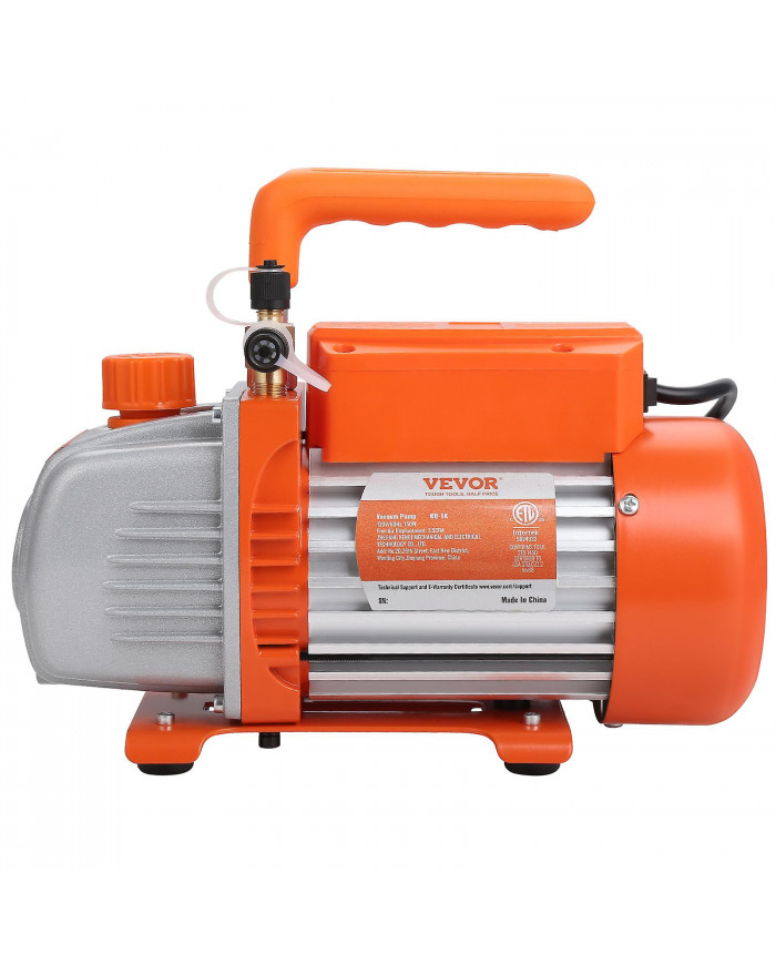 Pompe à vide et jauge 1/5 HP 3,5 CFM AC, à un étage avec sac de transport de tuyau tricolore, applicable à R134a, R410a