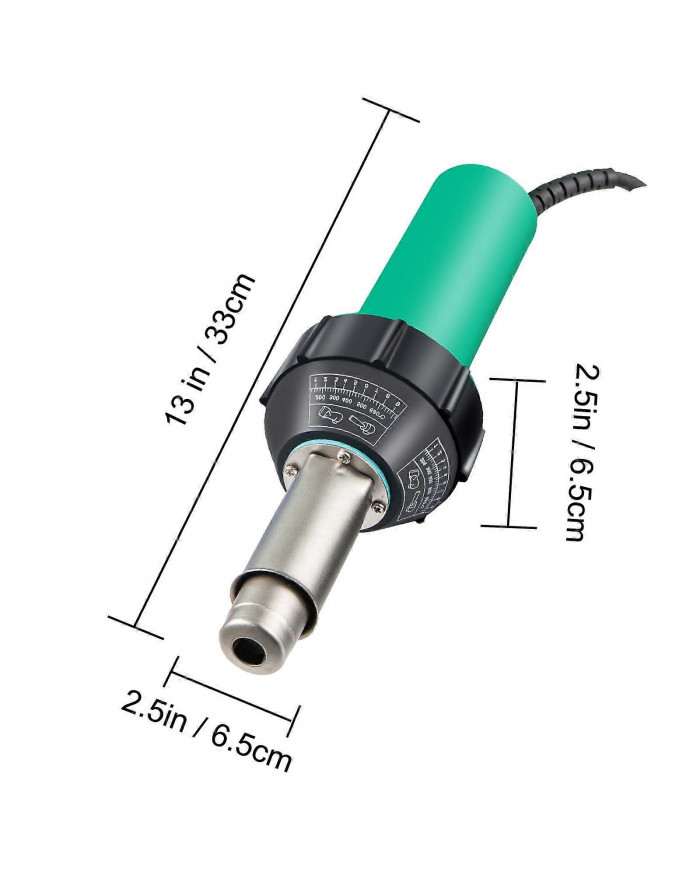 1600W Torche à air chaud PVC Pistolet de soudage Pistolet thermique de soudeur en plastique 7pcs