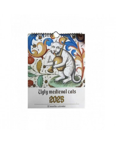 Calendrier médiéval chat 2025 Étrange chat médiéval calendrier mural 2025 laide chat médiéval calendrier 12