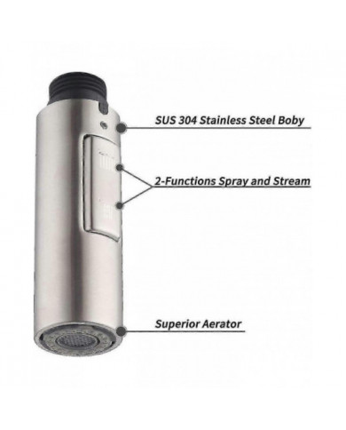 Remplacement Robinet de cuisine Extrémités Douche à main Universel G1 / 2 Tête de robinet amovible En acier [...]