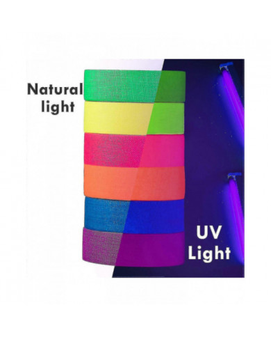 6 couleurs Neon Gaffer Cloth Tape, fluorescent Uv Blacklight Glow In The Dark Tape pour Uv Party 15mm * 5m