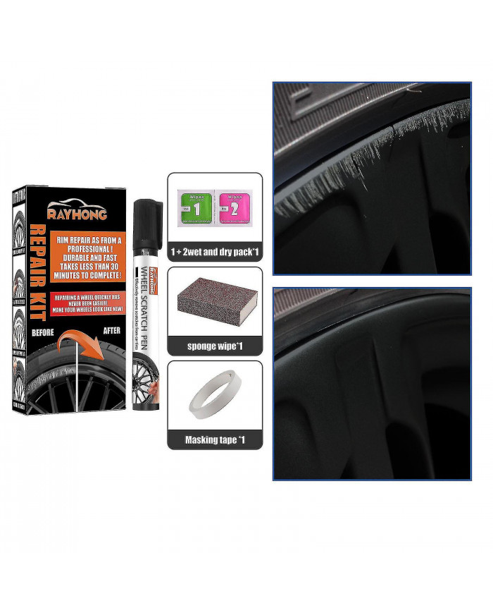 Peinture de jante Couleurs universelles Kit de réparation de roue, Peinture de roue noire, Peinture de jante [...]
