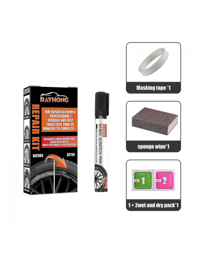 Peinture de jante Couleurs universelles Kit de réparation de roue, Peinture de roue noire, Peinture de jante [...]