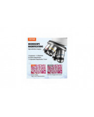 Microscope trinoculaire composé, grossissement 40X-5000X, lames de microscope incluses