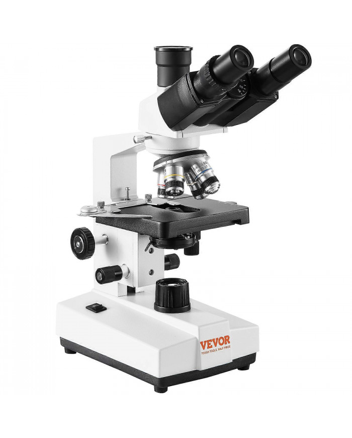 Microscope trinoculaire composé, grossissement 40X-5000X, lames de microscope incluses