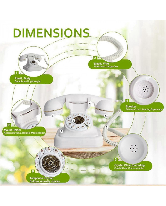Audio Livre d’Or Téléphone Rétro Rotatif Style Antique Audio Livre d’Or Téléphone Message Voix Enregistreur Vint