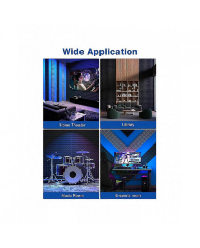 12 Packs de panneaux en mousse insonorisés avec auto-adhésif, panneaux acoustiques 12 x 12 x 2 pouces, insonorisation W