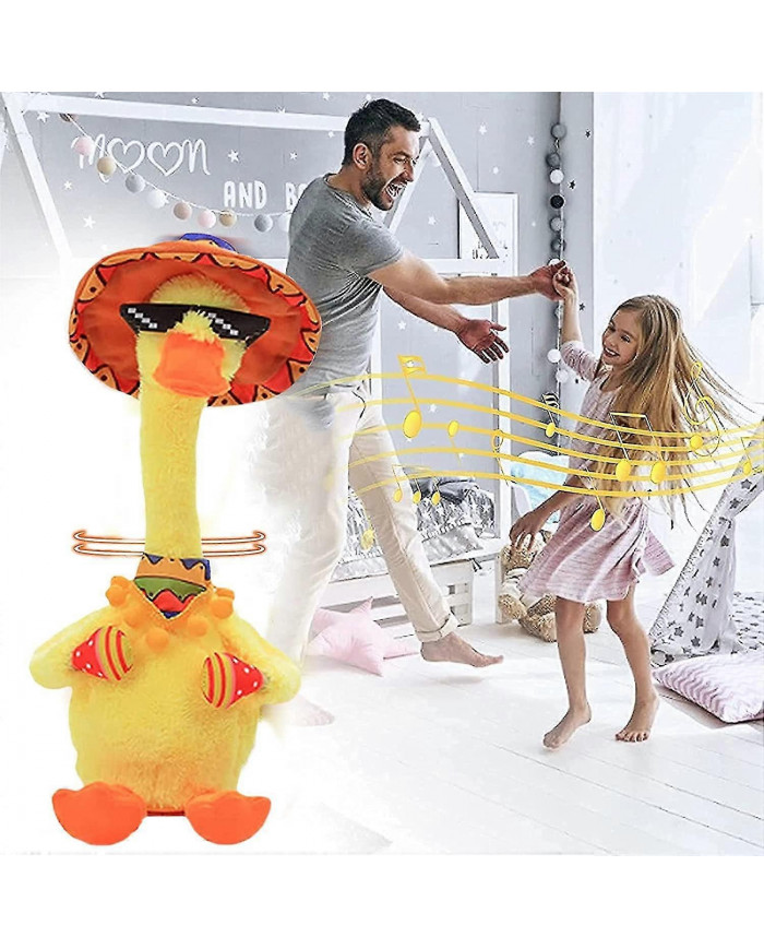 Dancing Singing Duck Peluche Jouet Interactif Enregistrement Éclairage Peluche Jouets Avec 120 Chansons