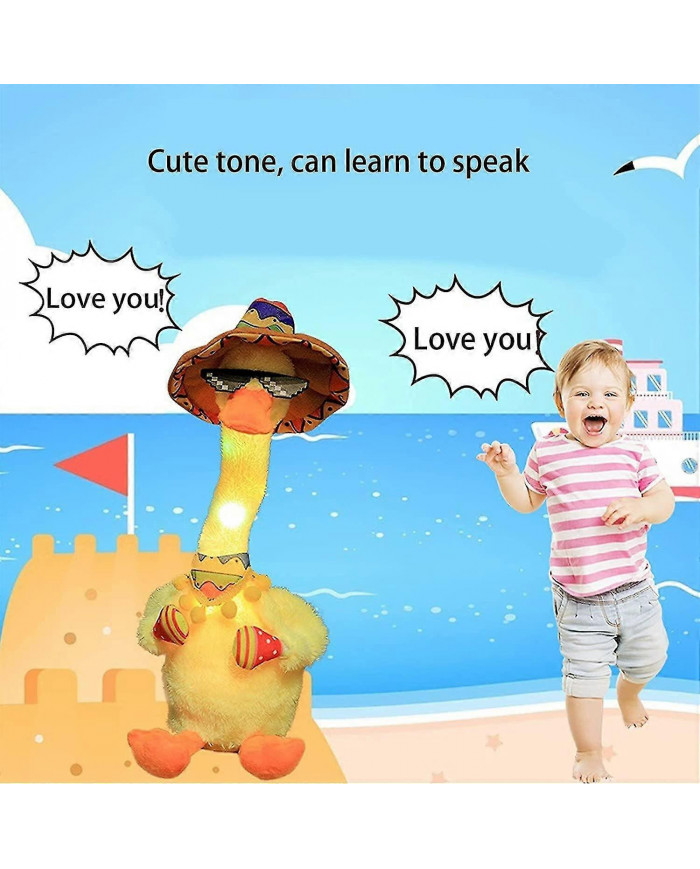 Dancing Singing Duck Peluche Jouet Interactif Enregistrement Éclairage Peluche Jouets Avec 120 Chansons