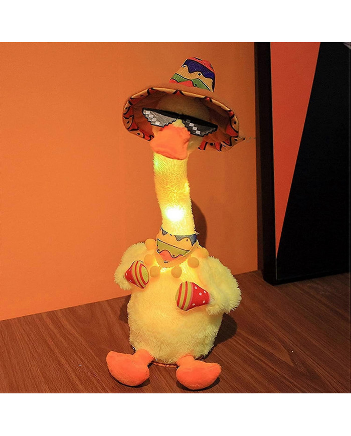 Dancing Singing Duck Peluche Jouet Interactif Enregistrement Éclairage Peluche Jouets Avec 120 Chansons